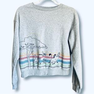 Disneys Lion King long sleeve women’s pullover cropped crewneck sweatshirt, sz S